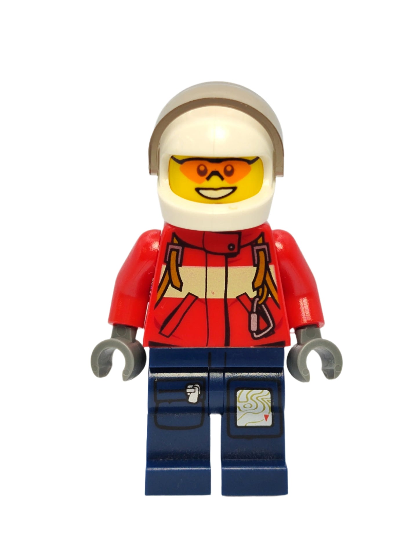 Pilot Male - Red Fire Suit with Carabiner White Helmet and Orange Sunglasses, cty0278