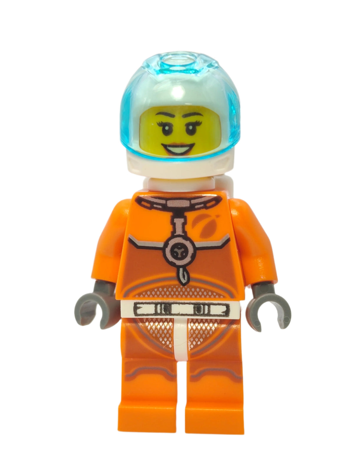 Astronaut - Orange Spacesuit with Dark Bluish Gray Lines and Open Mouth Smile, cty1065