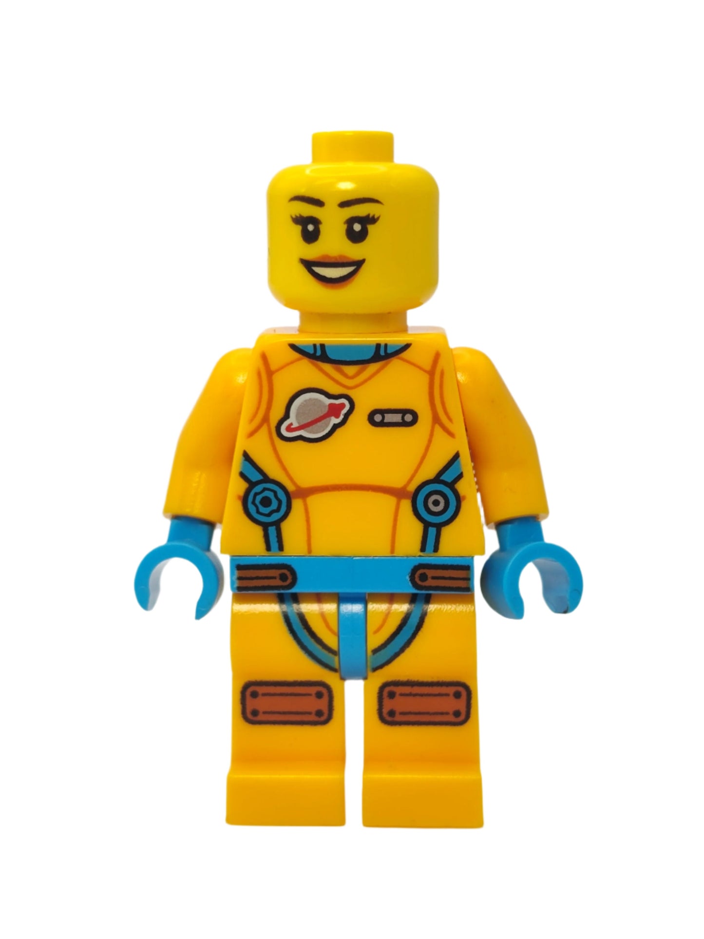 Lunar Research Astronaut - Bright Light Orange and Dark Azure Suit with Smile, cty1430