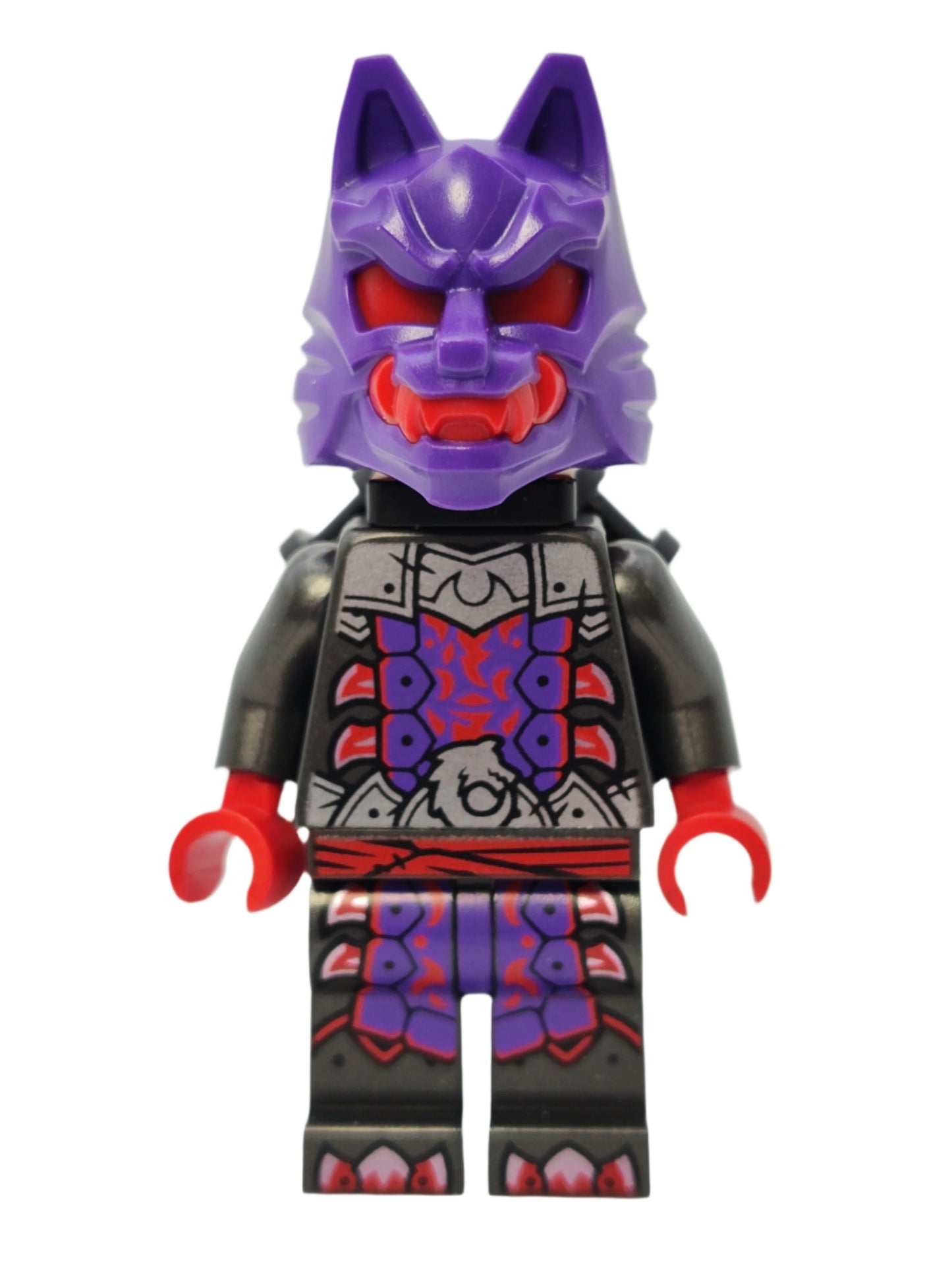 Wolf Mask Warrior - Dark Purple and Red Mask with Neck Bracket, njo0903