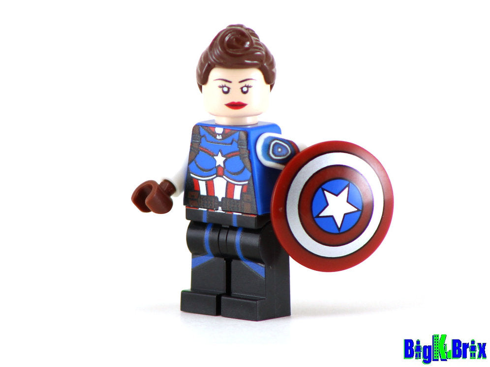 CAPTAIN AMERICA PEGGY CARTER Custom Printed & Inspired Lego Marvel Minifigure