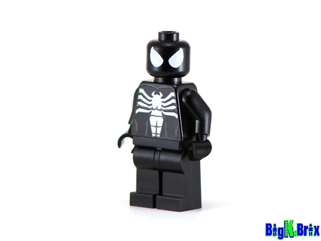 SPIDER FIGHTER BLACK SUIT Custom Printed Marvel Minifigure