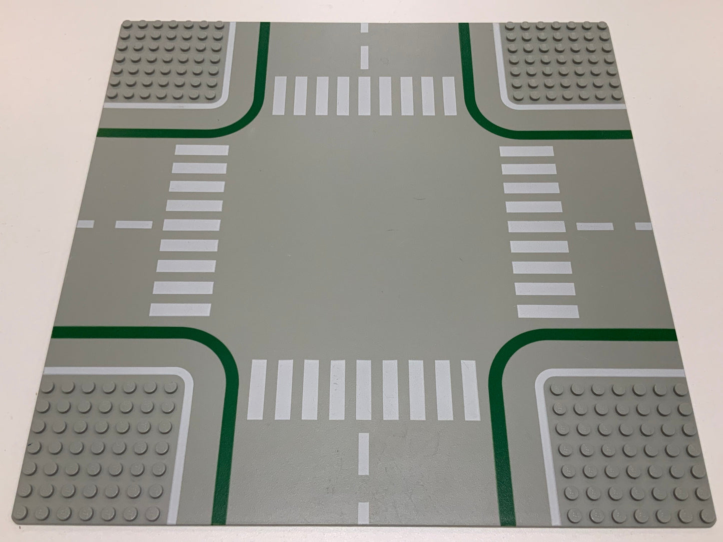 32x32 Road Baseplate 7-Stud Crossroads with Road and Crosswalks Pattern, Part# 2361p01