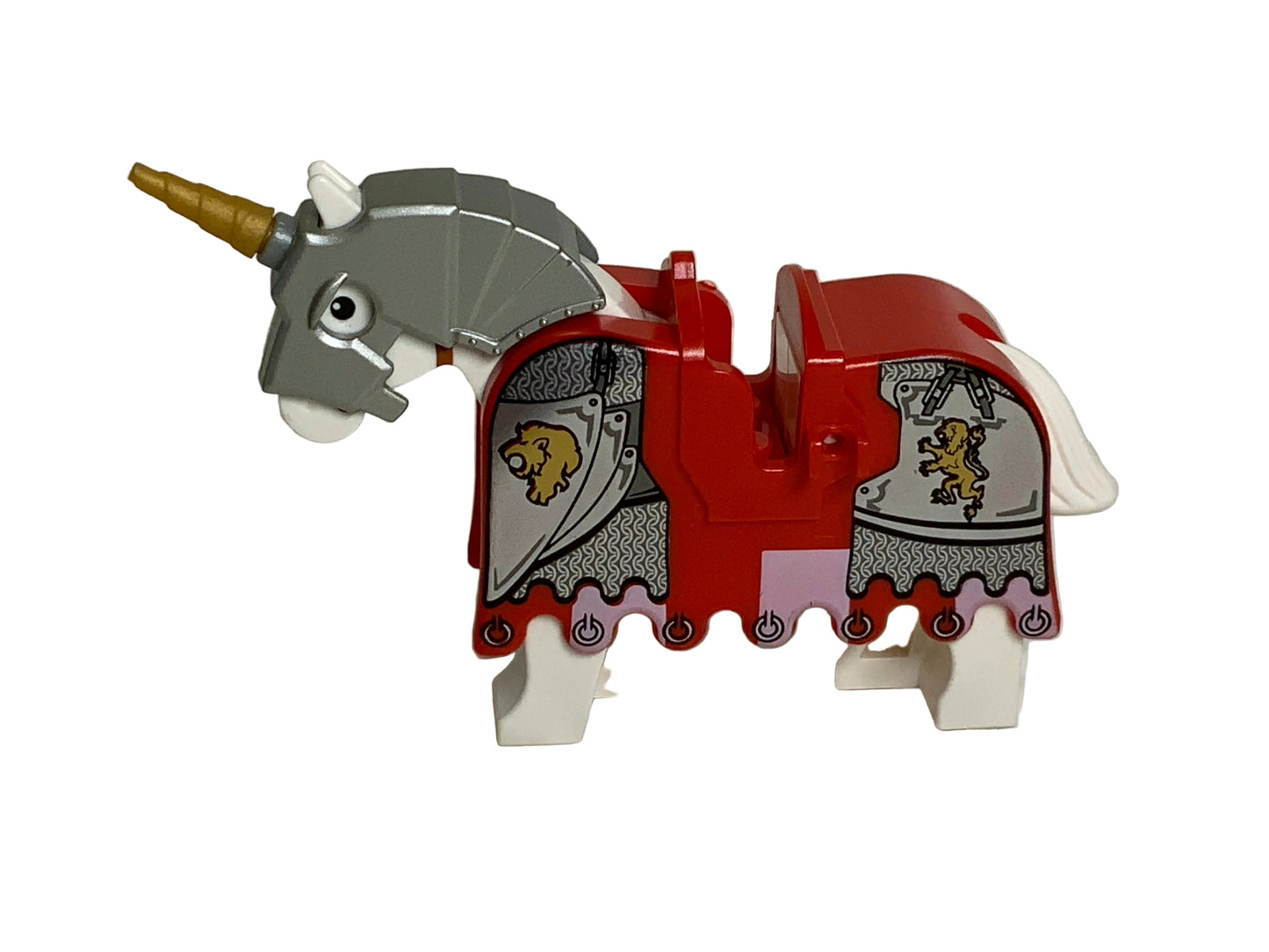 Horse Barding, Armor Red w/ Gold Lions & Silver Plate, 2490pb08