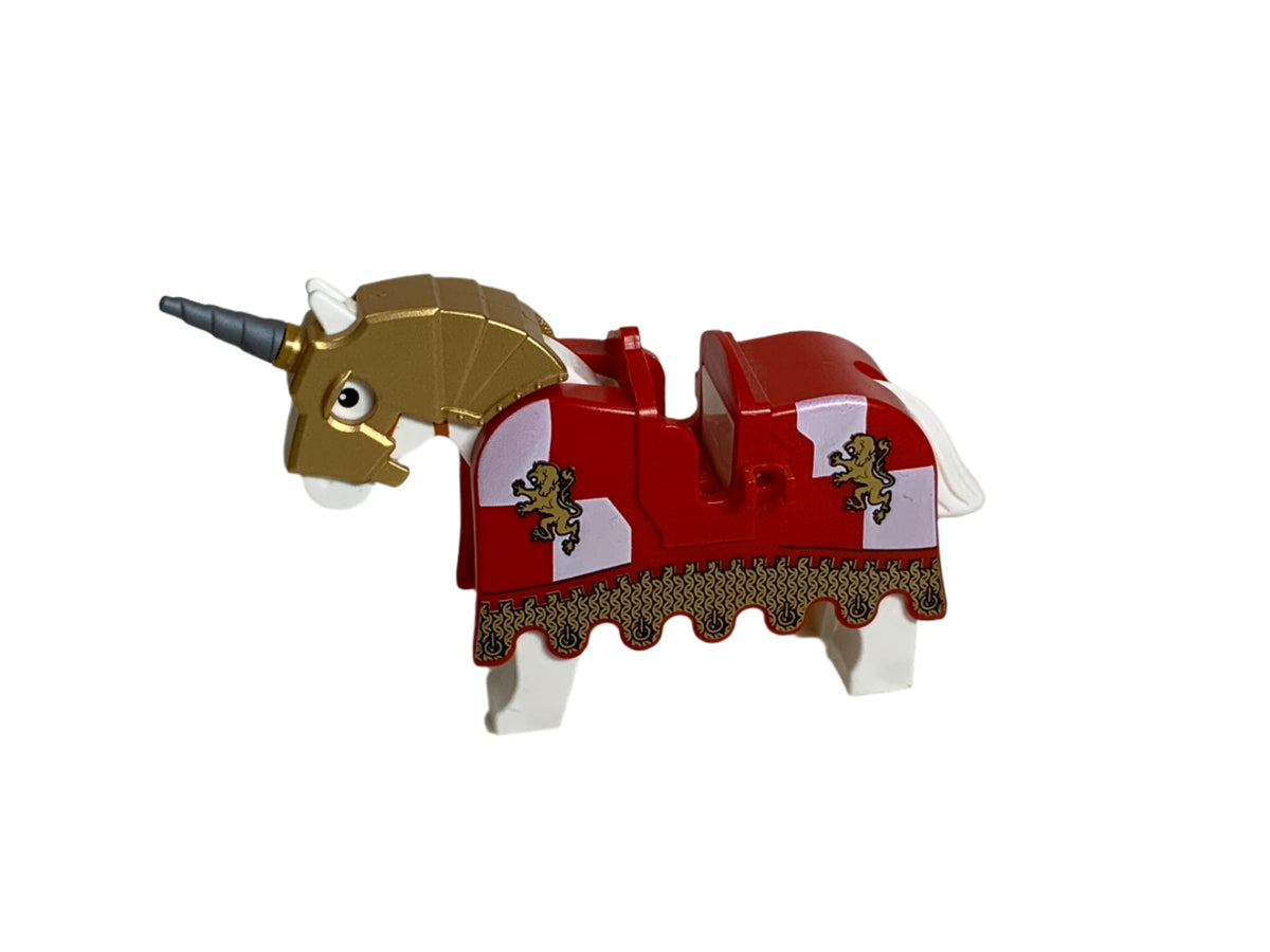 Horse Barding, Armor Red w/ Gold Lions & Gold Chain Mail, 2490pb09