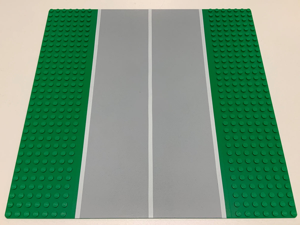 32x32 Road Baseplate 7-Stud Straight with Plain Runway Narrow Pattern, Part# 2358px2