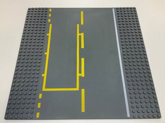32x32 Road Baseplate 6-Stud Straight with Pit Lane White and Yellow Lines Pattern, Part# 44336pb02